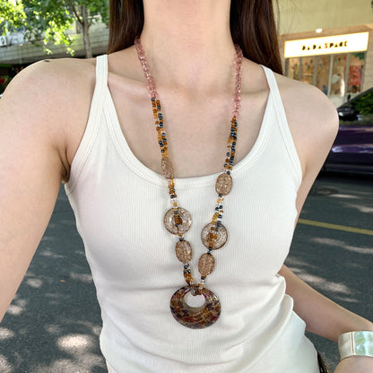 【🎁 B2G1｜先行スタート！】【グッズ】レトロギャル風 バタフライ レオパード ビーズネックレス レディース 個性派 ロングネックレス チョーカー 民族風 アクセサリー