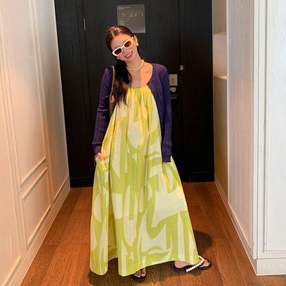 【ワンピース】夏 コットン100％ ゆったりシルエット 花柄 ノースリーブキャミワンピース【SHシリーズ】