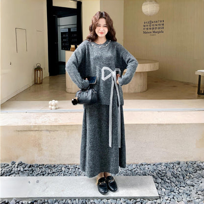 【セットアップ】上品な リボンタイ 合わせやすい ゆったり 2点セット【JZシリーズ】