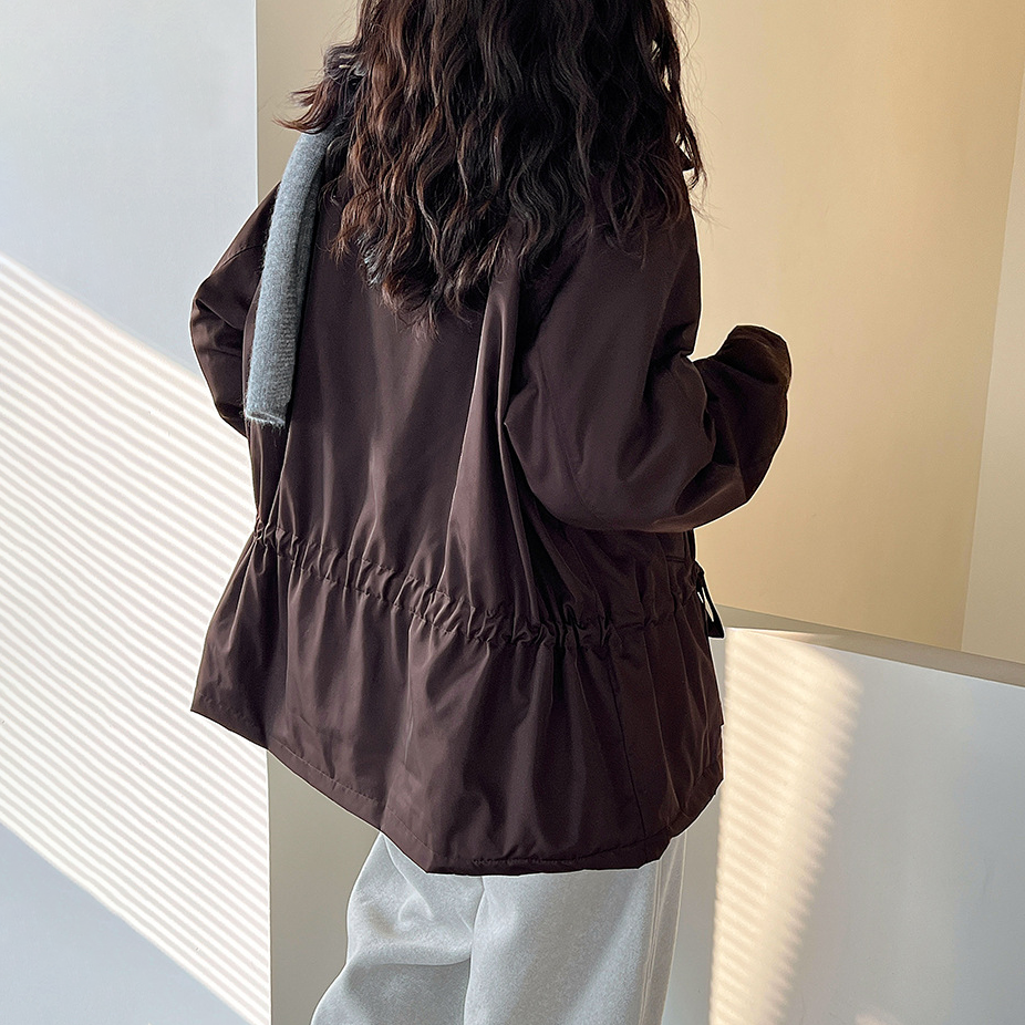 【アウター】レトロオールドマネー風 ドローストリング 中綿トレンチコート レディース 秋冬新作 綿入れコート【JZシリーズ】