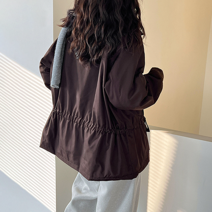 【アウター】レトロオールドマネー風 ドローストリング 中綿トレンチコート レディース 秋冬新作 綿入れコート【JZシリーズ】