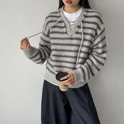 【トップス】おしゃれ ボーダー柄 上品 ニット セーター 【JZシリーズ】