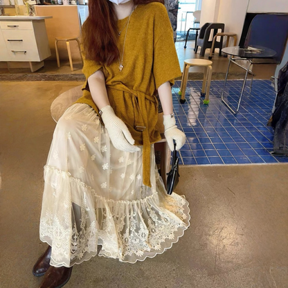 【60%OFF⭐️早い者勝ち】【ボトムス】チュール レース おしゃれ 落ち感 フェミニン スカート【SHシリーズ】