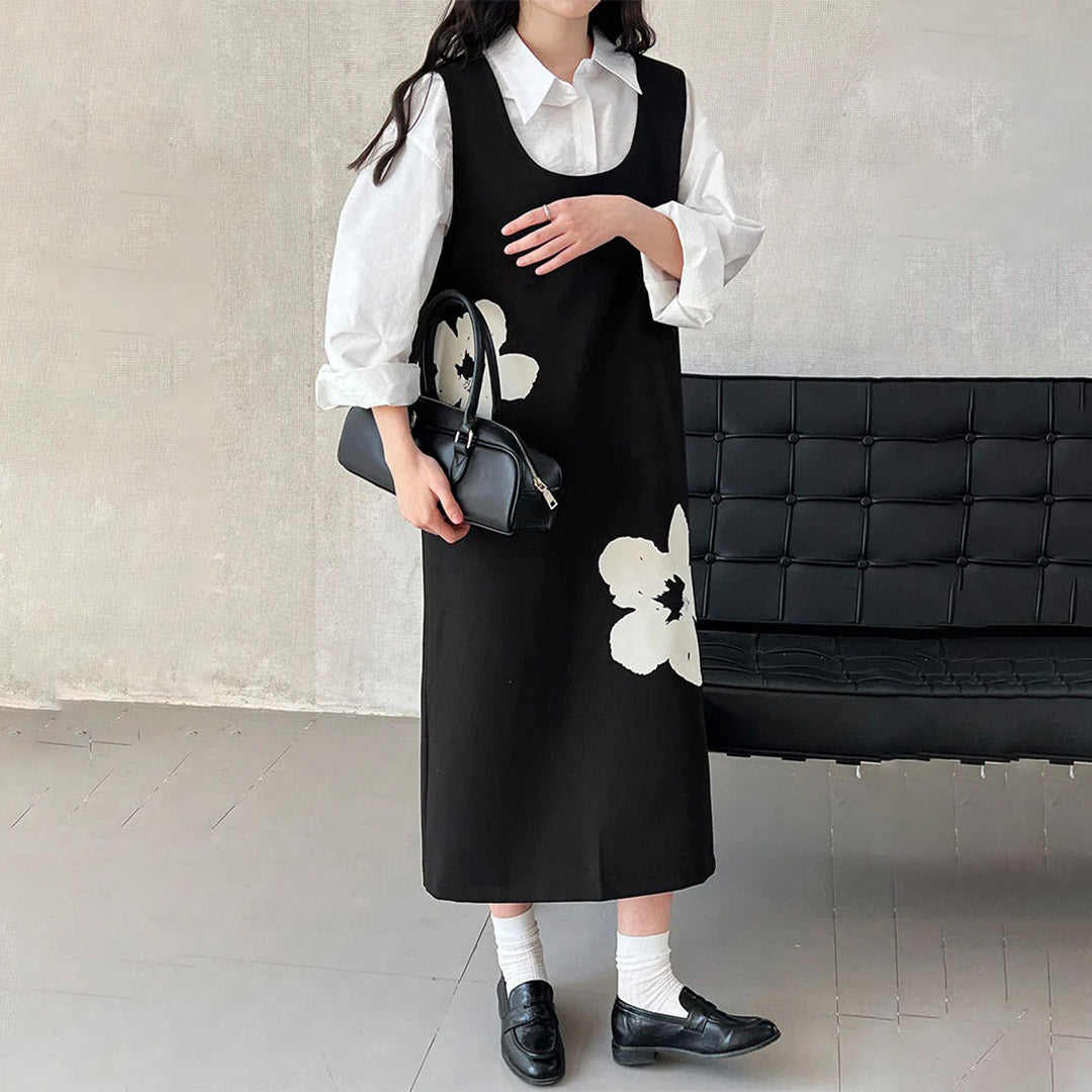 【ワンピース】春秋冬 気質よい ゆったり プリント 合わせやすい ノースリーブワンピース【SNシリーズ】