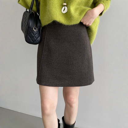 【ボトムス】春 秋 冬 ハイウエスト タイトフレア ウール混スカート 【JZシリーズ】