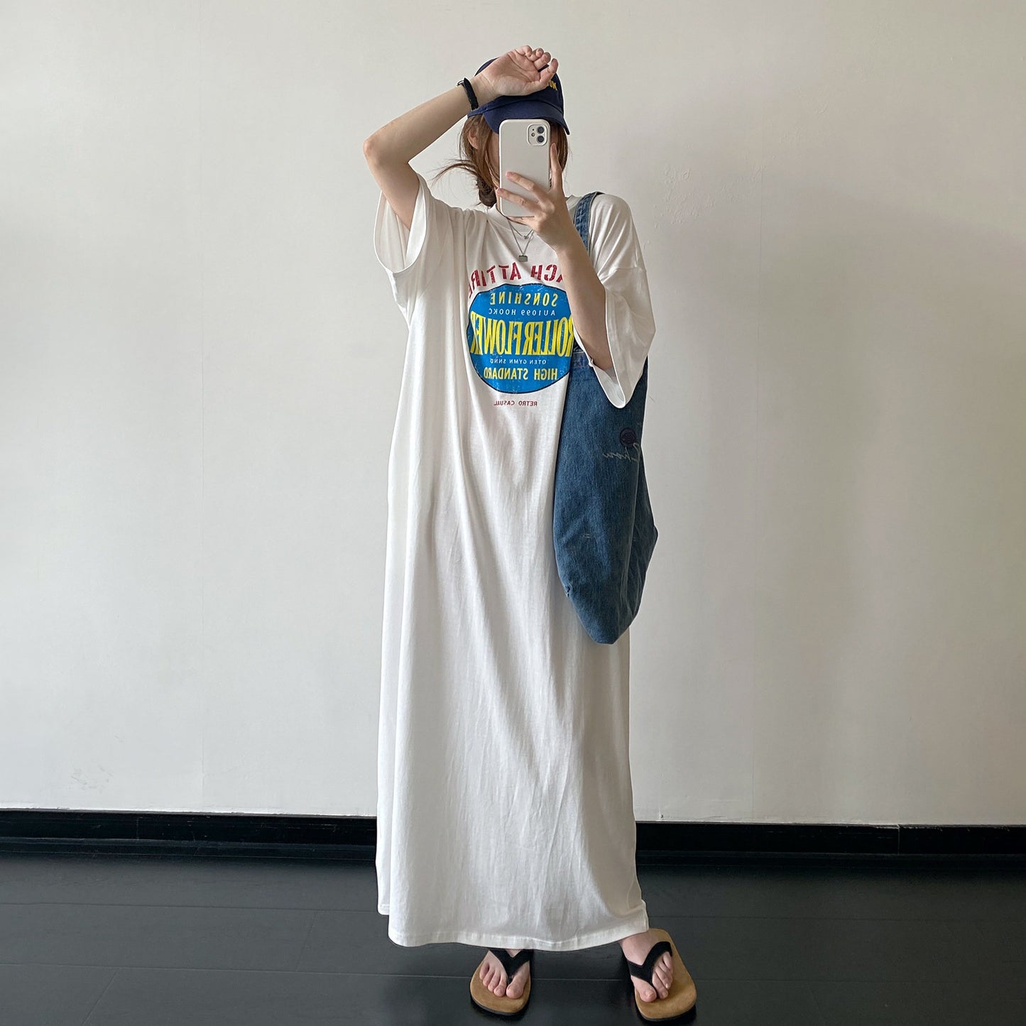 【ワンピース】Tシャツワンピース レディース ヴィンテージプリント 半袖 リラックスシルエット ロング丈 夏新作【FCシリーズ】