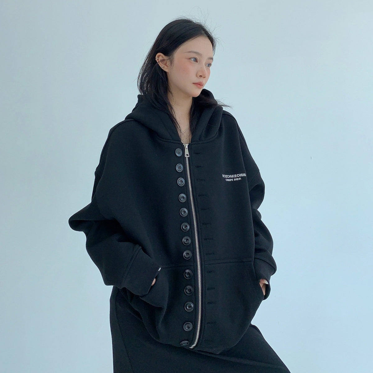 【アウター】厚手 ダブルフロントデザイン フード付き ジャケット 【FCシリーズ】