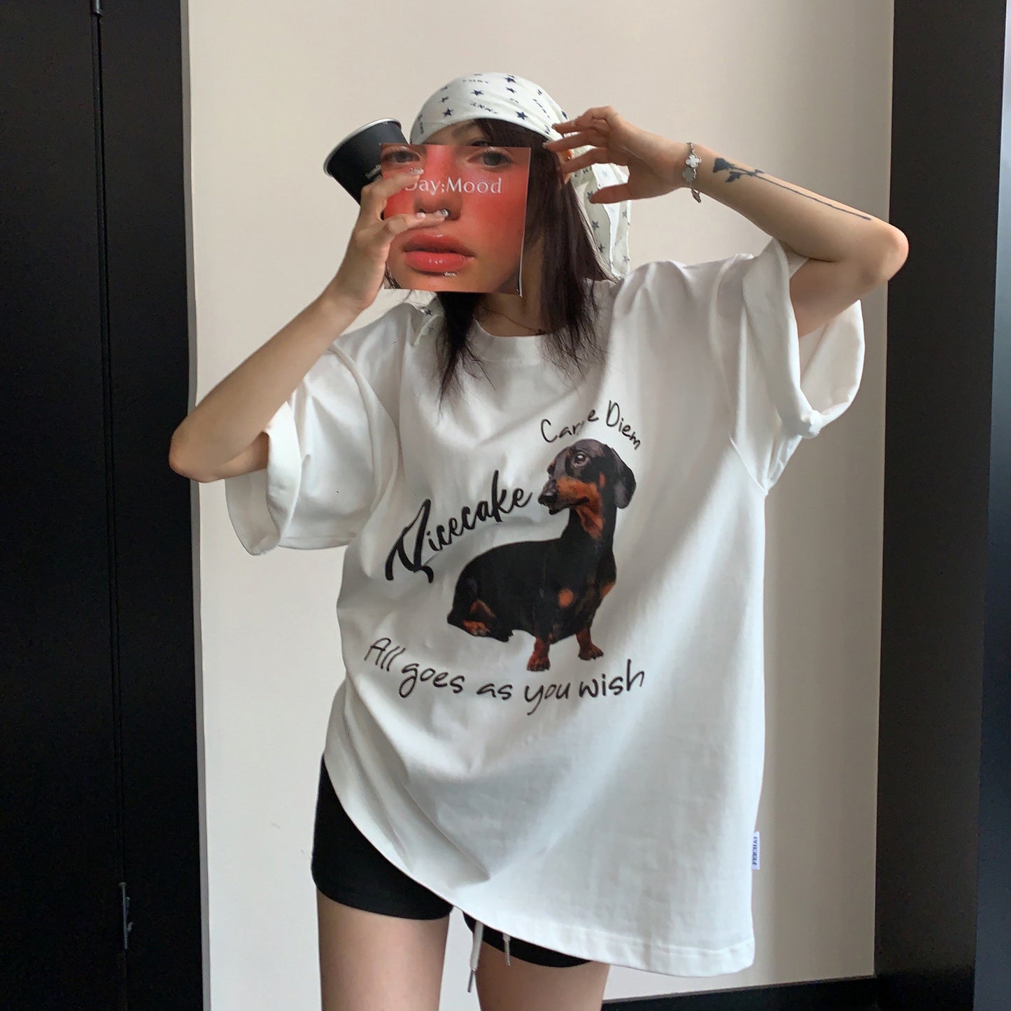 【トップス】オーバーサイズ カートゥーンプリント 半袖Tシャツ レディース カジュアル ストリート系 リラックス感【FCシリーズ】