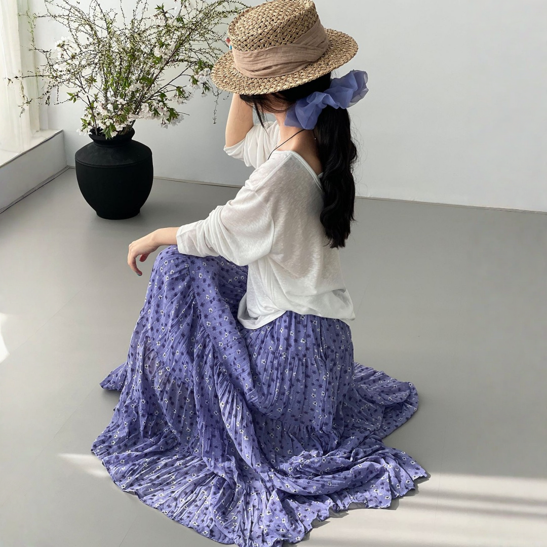 【ボトムス】モネガーデン風 小花柄 ナチュラル フレッシュ スカート 【SHシリーズ】