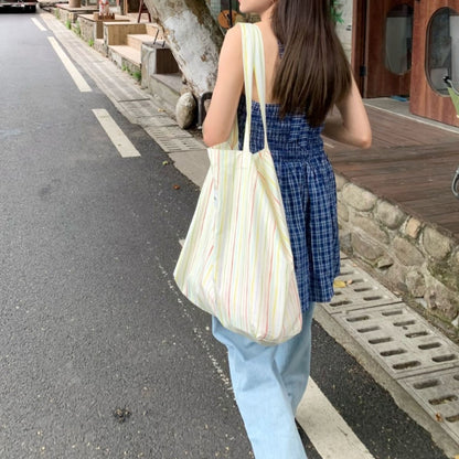 【バッグ】レインボーストライプトートバッグ レディース カラフル 大容量 キャンバスバッグ 通勤 お出かけ 春夏