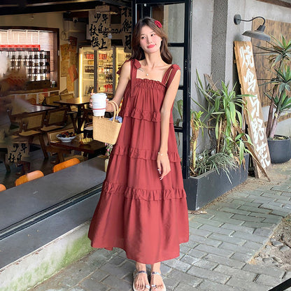 【ワンピース】フレンチレトロ 夏 気質おしゃれ ノースリーブキャミワンピース【JZシリーズ】