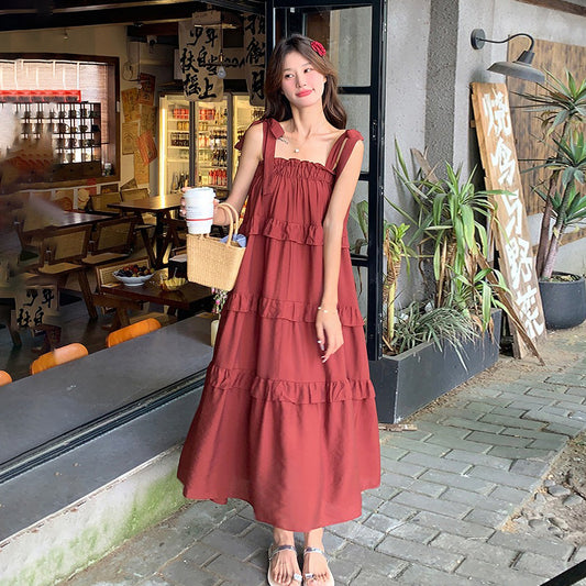 【ワンピース】フレンチレトロ 夏 気質おしゃれ ノースリーブキャミワンピース【JZシリーズ】