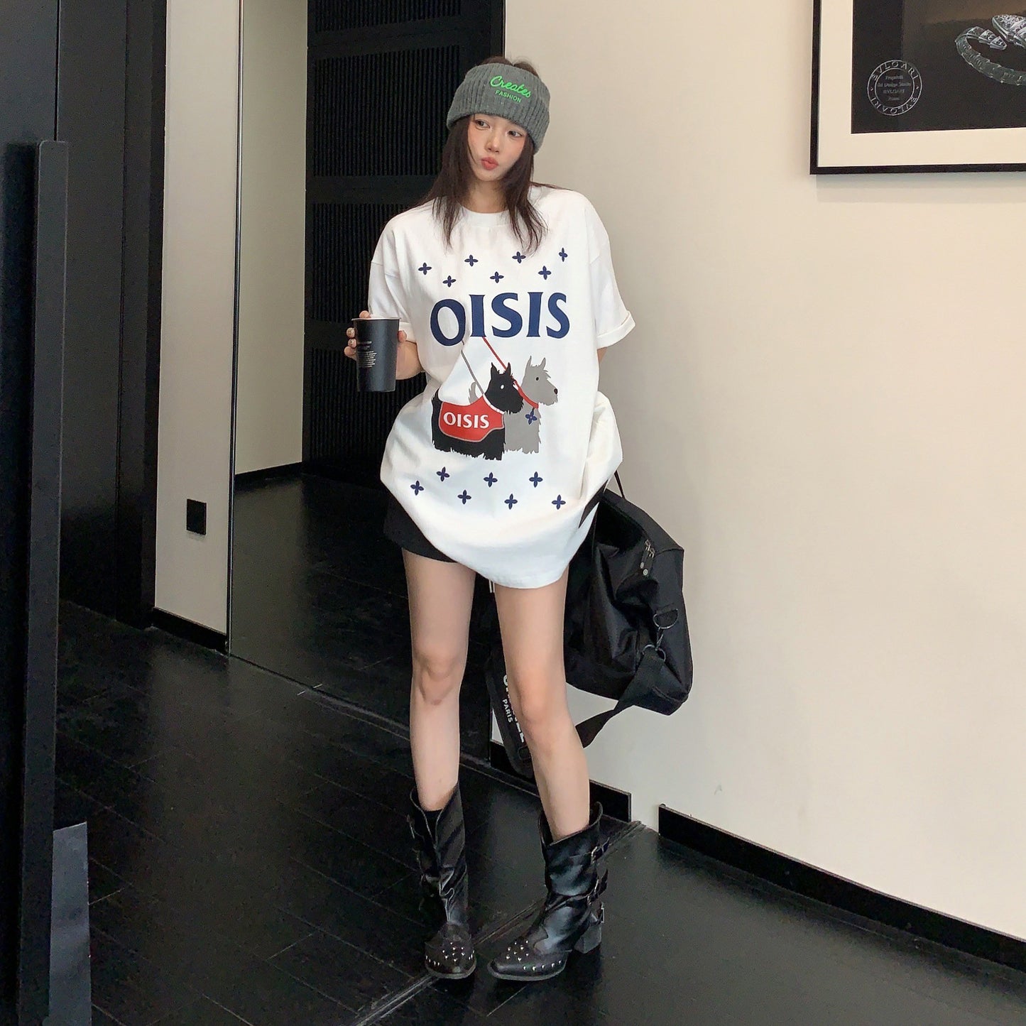 【トップス】カートゥーンプリント 半袖Tシャツ レディース リラックス感 カジュアル ストリート系【FCシリーズ】