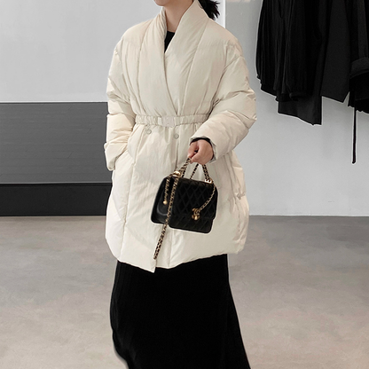 【アウター】防寒 ダウンコート ウエストマーク ロング丈 気質 レディース 冬【JZシリーズ】