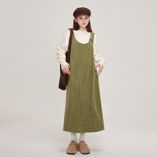 【ワンピース】✨体型カバー♡ スエード風ノースリーブワンピース  レディース 冬 Uネック ベストワンピ【JZシリーズ】