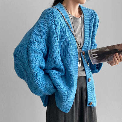【アウター】秋冬新作 ヴィンテージ風 ゆったり 厚手ケーブルニット カーディガン【JZシリーズ】