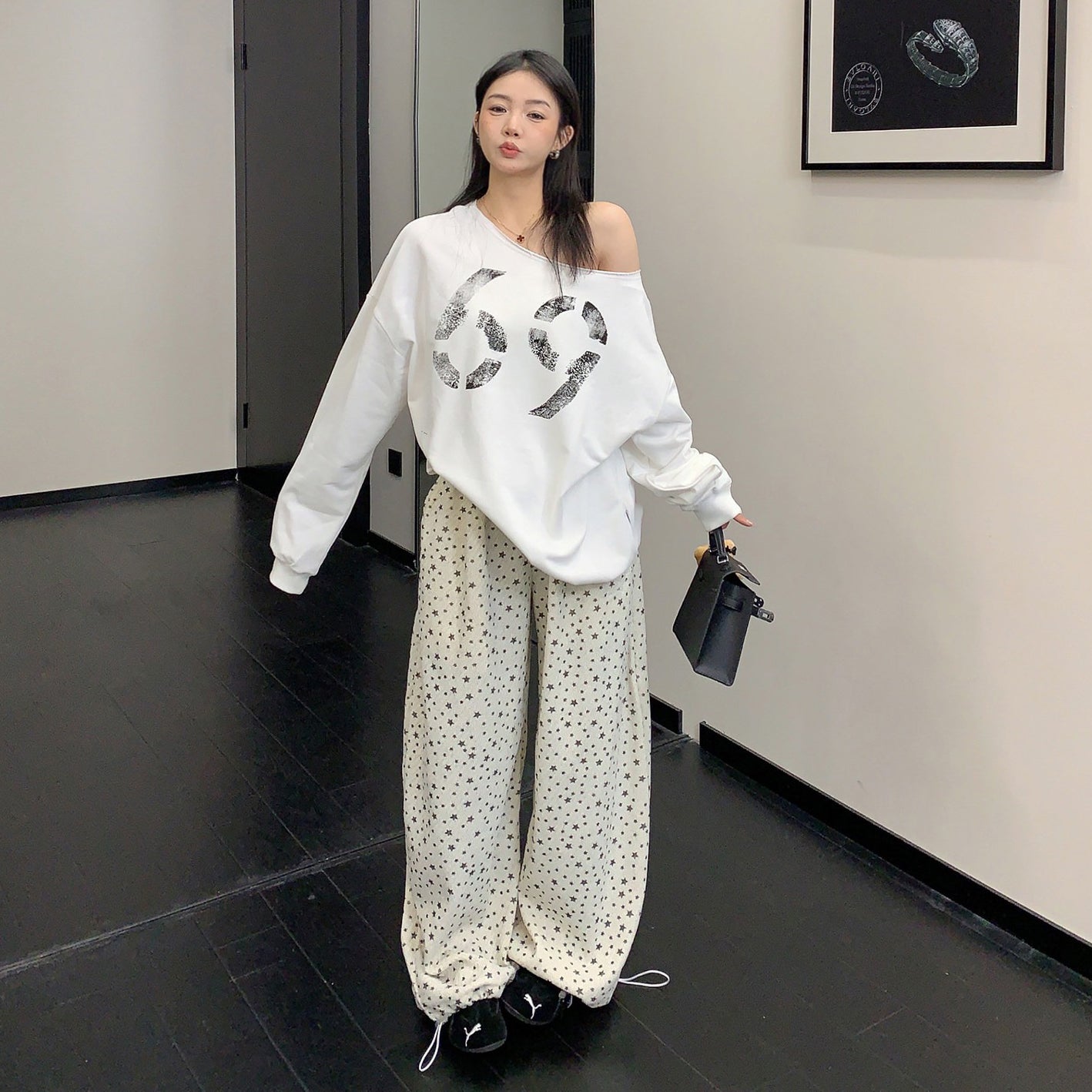 【ボトムス】ヴィンテージ ベーシック ルーズシルエット ストレート ワイドパンツ【FCシリーズ】