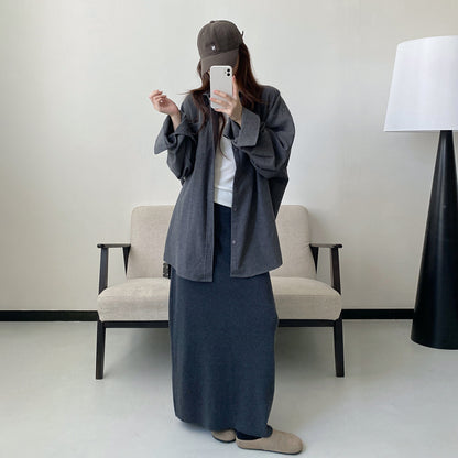 【アウター】厚手 シャツ ビッグシルエット 体型カバー 長袖 カジュアル シャツカーディガン レディース 秋冬【FCシリーズ】