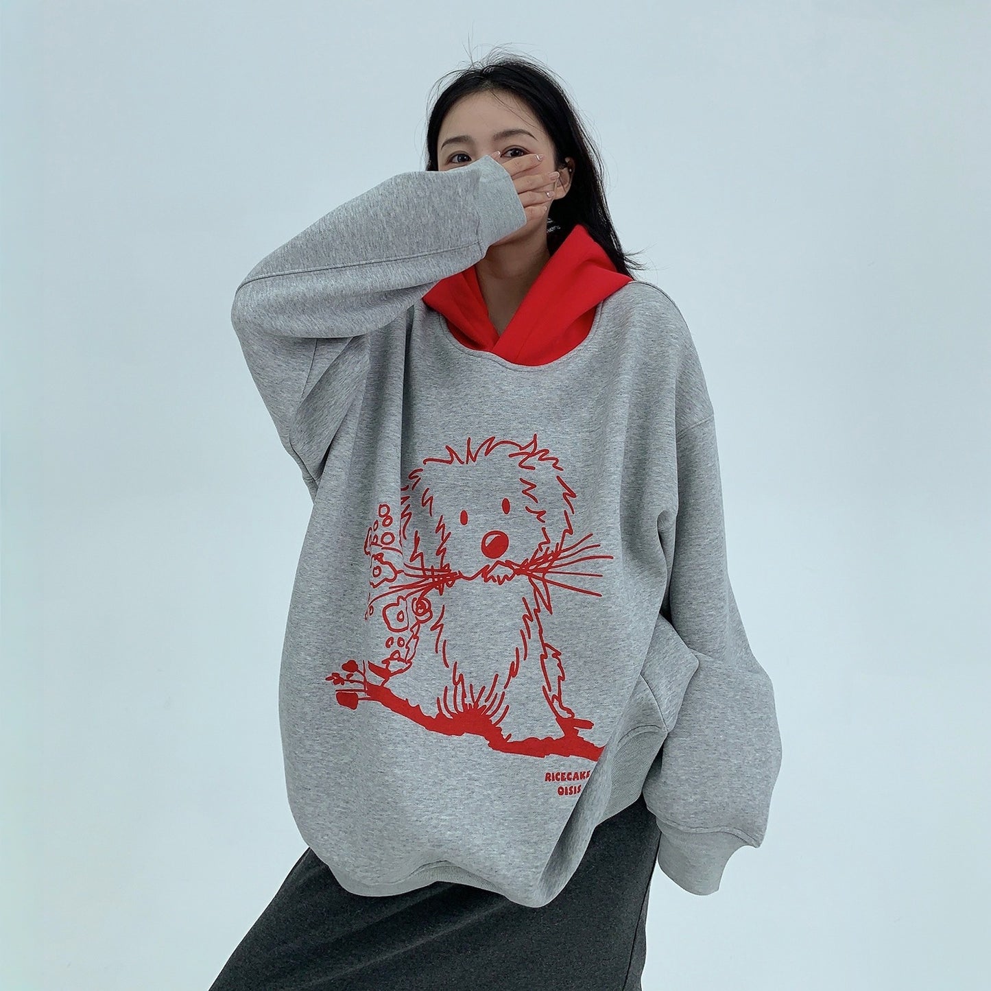 【トップス】裏起毛 春 秋 冬 カートゥーン レトロ フード付き パーカー 【FCシリーズ】