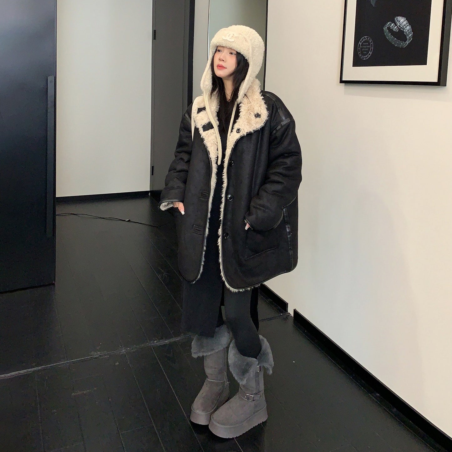 【アウター】♡両面着られる！スエード調 厚手ジャケット レディース あったか冬コート【FCシリーズ】