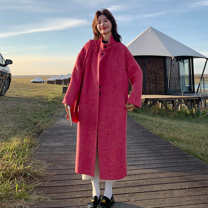 【アウター】韓国風 ダブルフェイスウールコート レディース フード付き 秋冬新作【JZシリーズ】