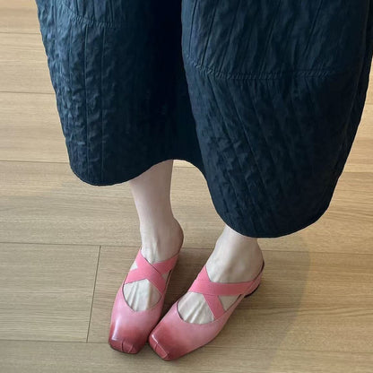 【シューズ】夏の新作  スクエアトゥ ギャザー加工  デイリーコーデにぴったり パンプス