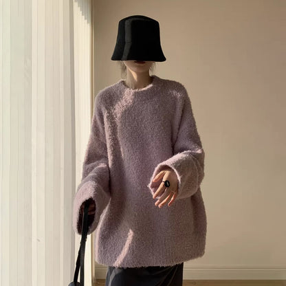 【トップス】春 韓国風 カジュアル ゆったり 優しい雰囲気 中丈 ヒップカバー ニット ラフスタイル 厚手 レディース【JZシリーズ】