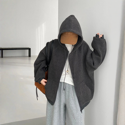 【アウター】オーバーサイズ 春 秋 冬 裏起毛 フード付き ジャケット 【JZシリーズ】