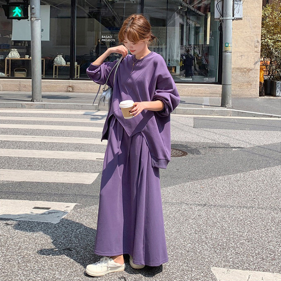 美品 日本製社交ダンス衣装】上下セット スカート トップス Sanline 紫