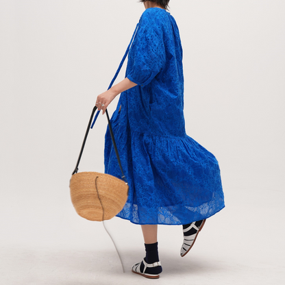 【ワンピース】【15~20日内発送】夏 クラインブルー 美肌見え	夏向け  薄手 半袖 ワンピース 【SHシリーズ】