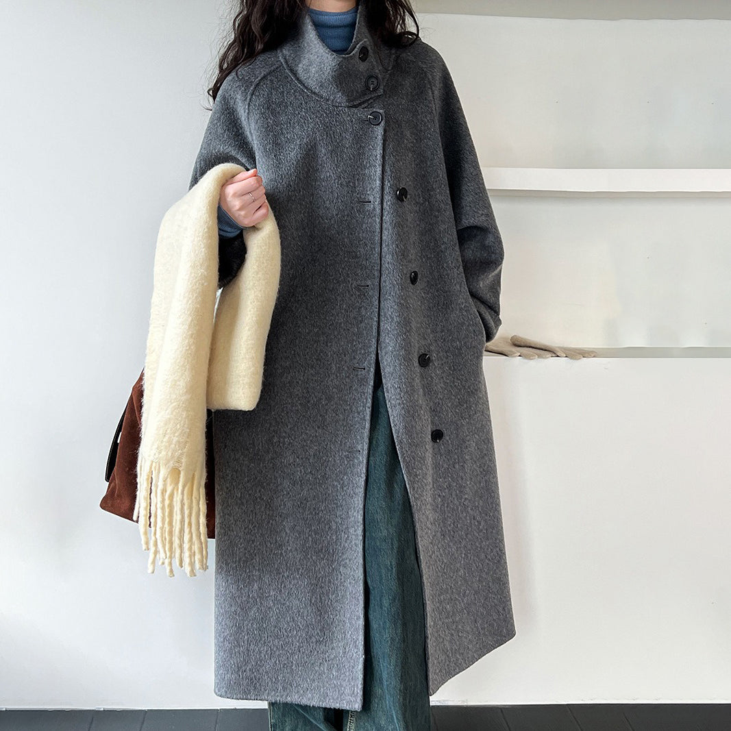 【24AW】【10～15日内発送】【アウター】 韓国風 高品質 ウール70% ミドル丈 2023冬 両面ウールコート【SNシリーズ】