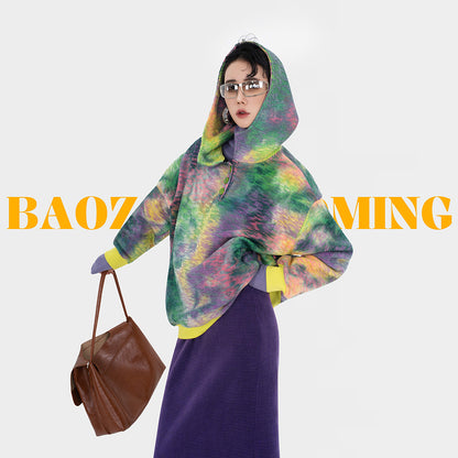 【トップス】タイダイ柄 デザイン フードスウェット レディース ゆったり カジュアル 長袖 パーカー【SHシリーズ】