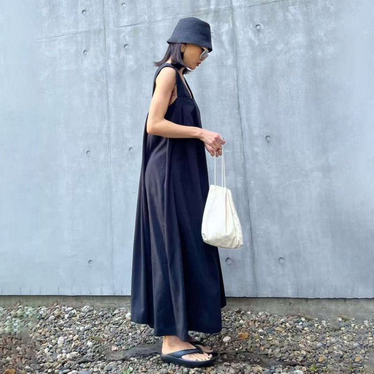 60%OFF【ワンピース】夏新作 ノースリーブ タンクワンピース レディース ゆったり 大きいサイズ ロング丈 ギャザー入り ポケット付き カジュアル【JZシリーズ】