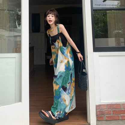 🔥 人気爆発【ボトムス】夏新作 レトロVネック ゆったりリラクシー アイランド風 清涼感 オールインワン【SHシリーズ】