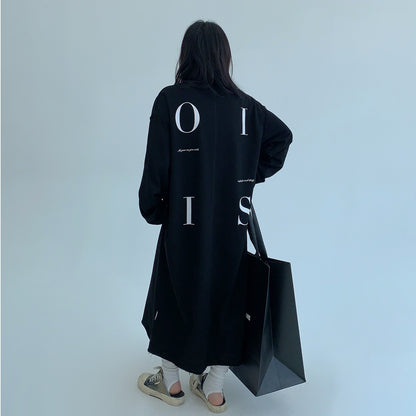 【ワンピース】春 秋 冬 プリント アルファベット 長袖 パーカー ワンピース 【FCシリーズ】