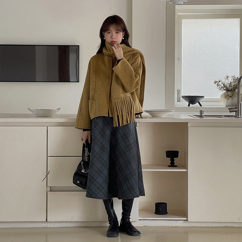 【ボトムス】ヴィンテージ風 ハイウエスト ダイヤ柄 スカート レディース 新作 Aライン スカート【SNシリーズ】