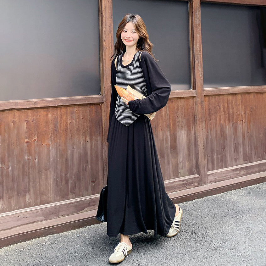 3点セット！【セットアップ】韓国風 タンクトップ× ニットカーディガン