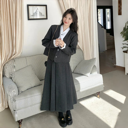 【セットアップ】大人可愛い 高級感 シャネル風 フェイクレイヤード 気質よい 2点セット【JZシリーズ】