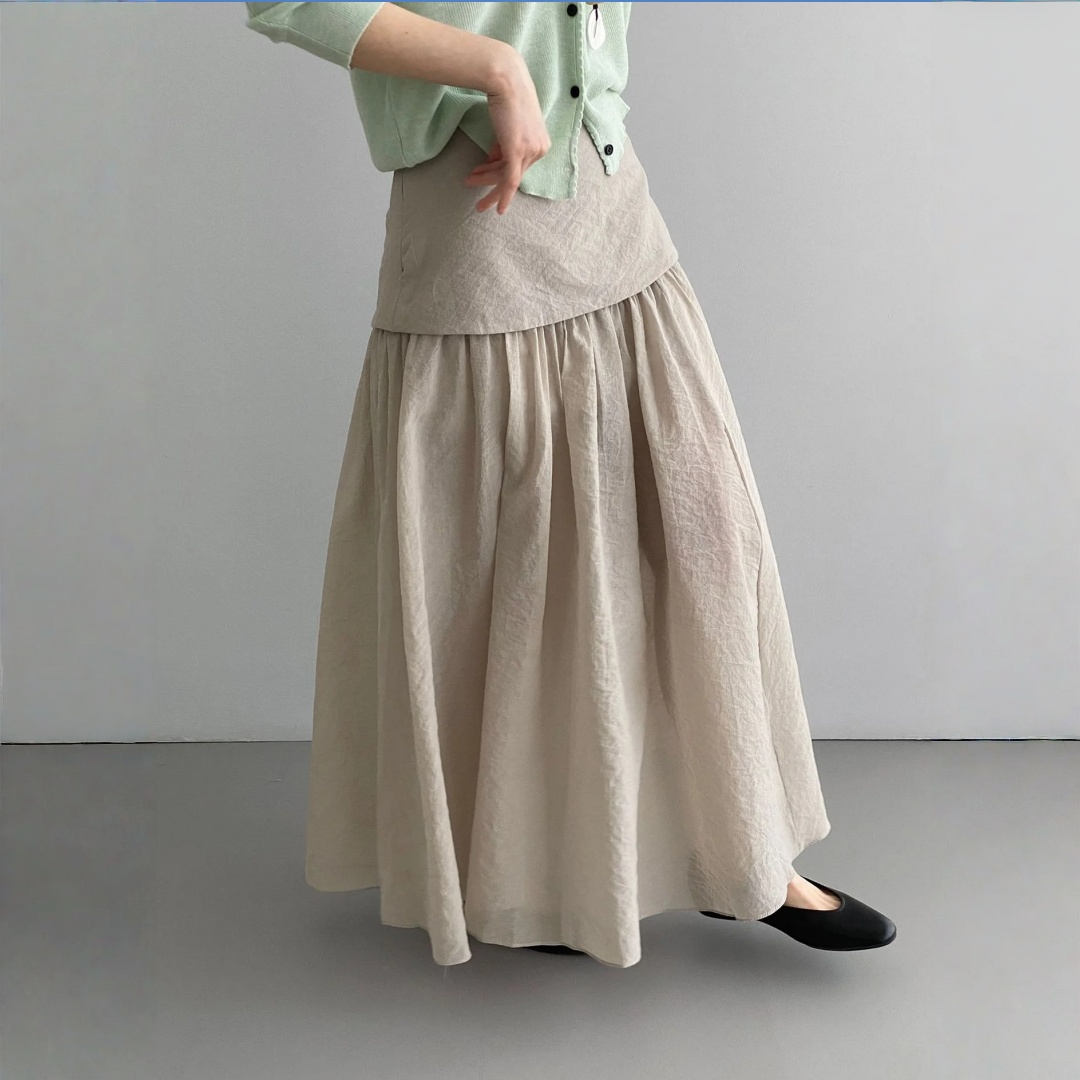 【ボトムス】フレンチティータイム風 落ち感のある上品な レイヤード風 ハイウエスト スカート 【JZシリーズ】