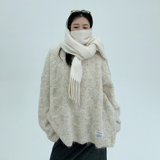 【トップス】ふわふわ可愛い♪ ゆる感たっぷりボアニット レディース クルーネック【FCシリーズ】