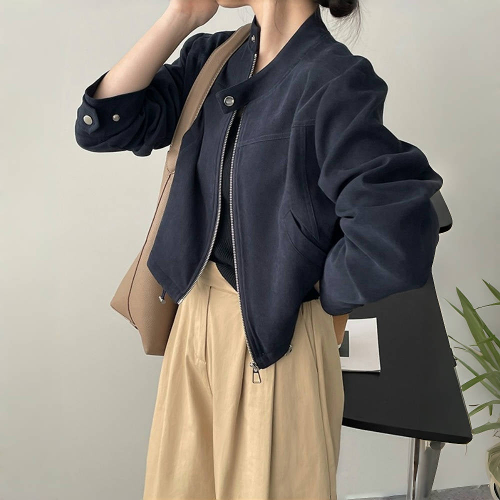 【24AW】【アウター】レトロ セーム革絨 合わせやすい ジャケット【JZシリーズ】