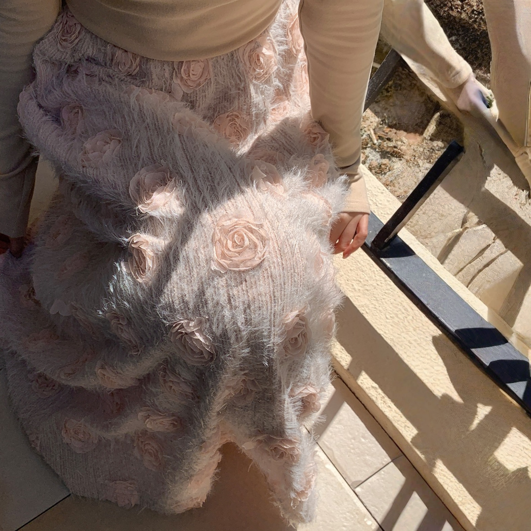 【ワンピース】春 秋 冬 花柄刺繍 細見え インナー 長袖 ワンピース  【JZシリーズ】