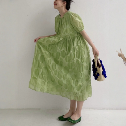 【ワンピース】【15～18日内発送】夏 ラウンドネック  ハイウエスト  半袖 ワンピース 【JZシリーズ】