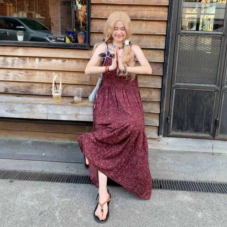 【ワンピース】フレンチエレガンス 花柄 Vネック ノースリーブ キャミワンピース フレアシルエット【SHシリーズ】