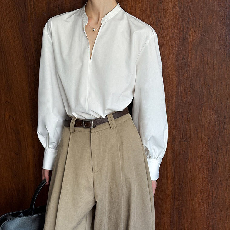 【トップス】レディース 長袖シャツ 初秋新作 白シャツ 韓国風 通勤スタイル ゆったりシルエット 細見え【JZシリーズ】