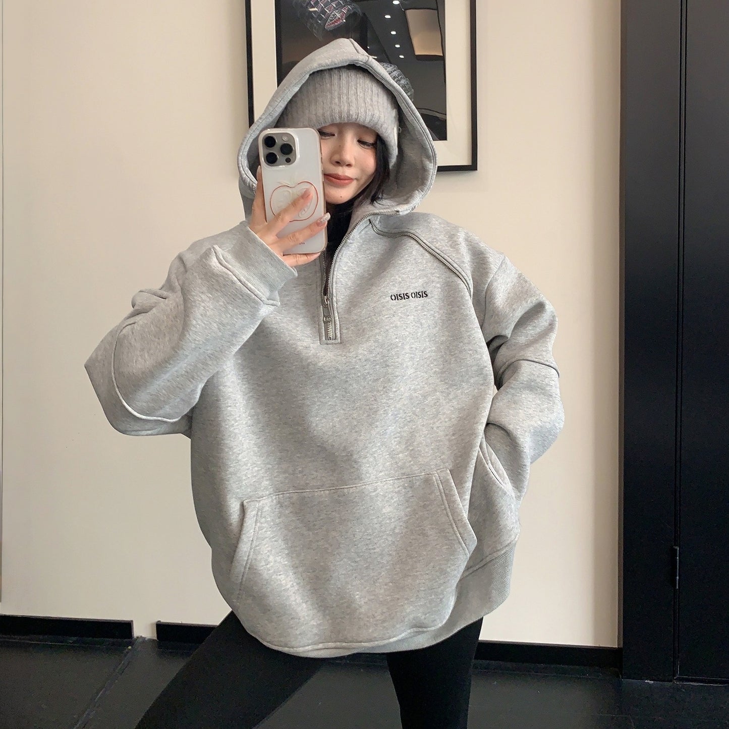 【トップス】ジップデザイン 春 秋 冬 フード付き パーカー 【FCシリーズ】