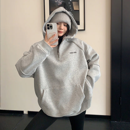 【トップス】ジップデザイン 春 秋 冬 フード付き パーカー 【FCシリーズ】