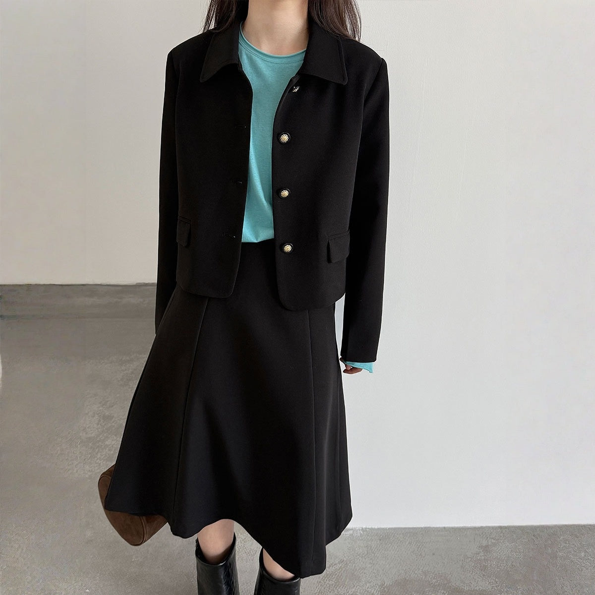 【アウター】韓国風 シャネル風 ジャケット+ プリーツスカート 2点上下セット 【JZシリーズ】