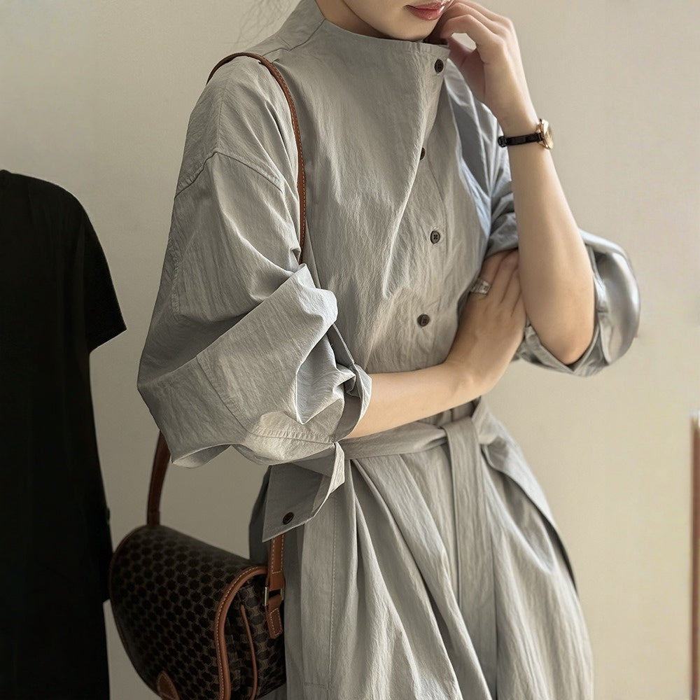 【ワンピース】春 秋 冬 レトロ フレンチ風 ベルト付き ロング丈 長袖 ワンピース 【JZシリーズ】