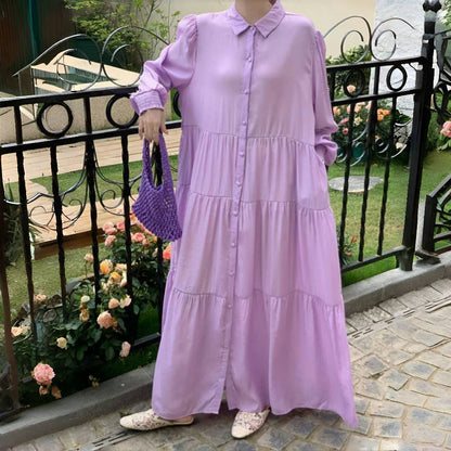 【ワンピース】10色展開 オーバーサイズ 長袖 大きいサイズ対応 無地 シャツワンピース